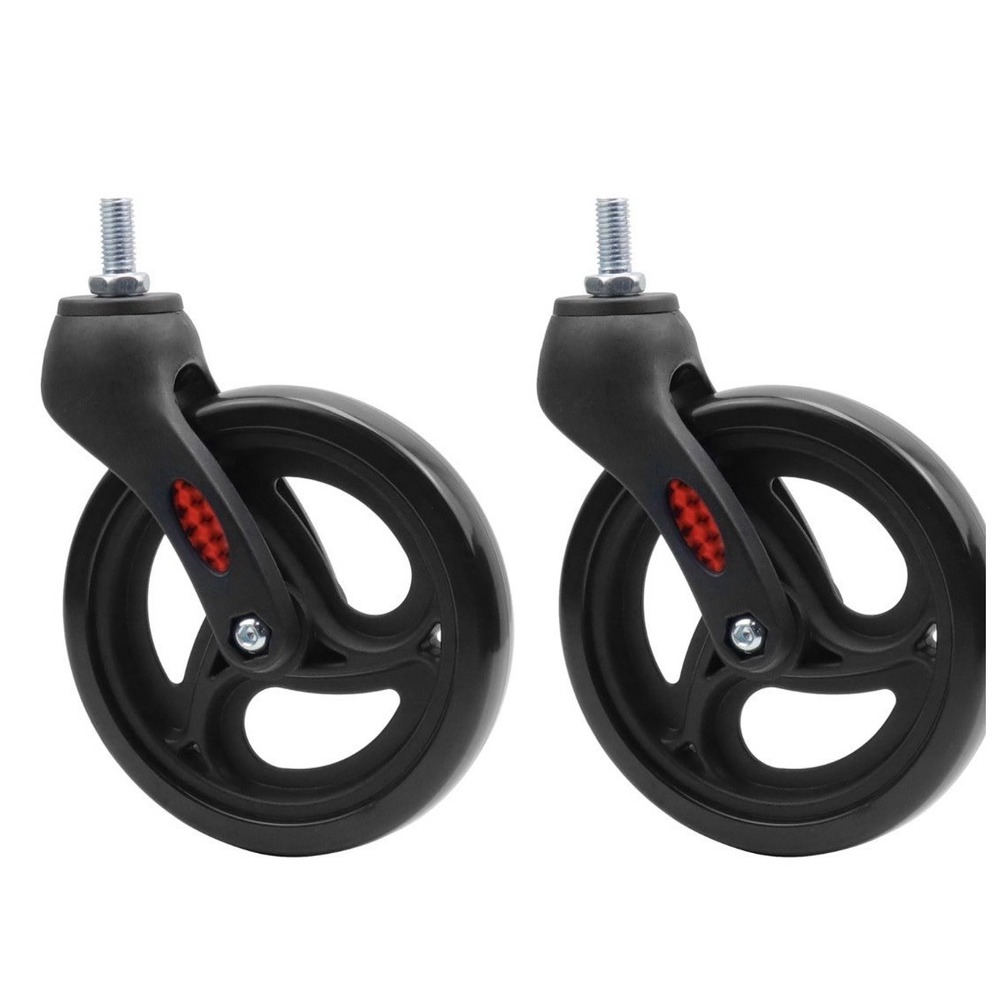 Wealrti 2 Pcs 6 Inch Black Front Wheels Replacement with Front Fork Drive Sol...